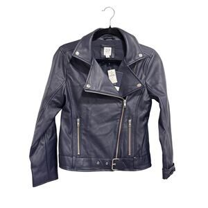 NWT Gap Kids Navy Faux Leather Moto Jacket